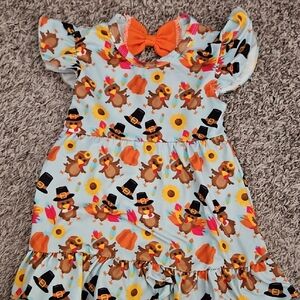 Festive Turkey Print Kids Dress